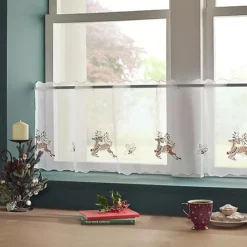 Alan Symonds Prancer Christmas Embroidered Café Curtain Panel