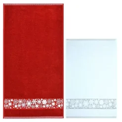 Allure Pack Of 2 Christmas Snowflake Towels