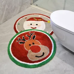 Allure Round Christmas Rudolph Bath Mat -Twinkle Home Decor Shop Allure Round Christmas Rudolph Bath Mat54S103FRSP W03