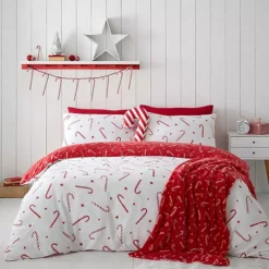 Catherine Lansfield Christmas Candy Cane Duvet Cover Set -Twinkle Home Decor Shop Catherine Lansfield Christmas Candy Cane Duvet Cover Set36K426FRSP W02