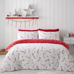 Catherine Lansfield Christmas Candy Cane Duvet Cover Set -Twinkle Home Decor Shop Catherine Lansfield Christmas Candy Cane Duvet Cover Set36K426FRSP W03