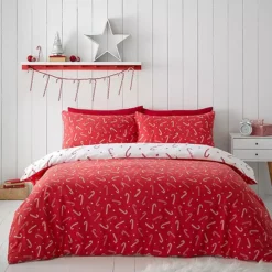 Catherine Lansfield Christmas Candy Cane Duvet Cover Set -Twinkle Home Decor Shop Catherine Lansfield Christmas Candy Cane Duvet Cover Set36K426FRSP W04