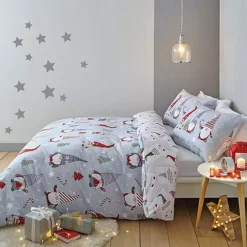 Catherine Lansfield Christmas Gnomes Brushed Cotton Duvet Cover Set
