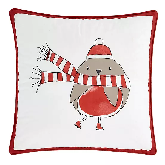 Catherine Lansfield Christmas Robins 55 X 55cm Filled Cushion 6 Catherine Lansfield Christmas Robins 55 X 55cm Filled Cushion - Image 4