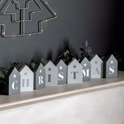 Chic Living Set Of 9 Grey & White Christmas Letter Blocks