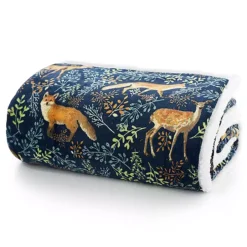 Deyongs Christmas Fox & Deer Tartan Fleece Sherpa Throw -Twinkle Home Decor Shop Deyongs Christmas Fox Deer Tartan Fleece Sherpa Throw47G928FRSP W01
