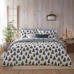 FURN Evergreen 100% Brushed Cotton Christmas Duvet Cover Set