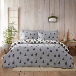 FURN Evergreen 100% Brushed Cotton Christmas Duvet Cover Set -Twinkle Home Decor Shop FURN Evergreen 100 Brushed Cotton Christmas Duvet Cover Set98E317FRSP W02