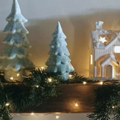 Festive 15cm Ceramic Frosted Green Christmas Tree