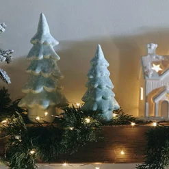 Festive 22cm Ceramic Frosted Green Christmas Tree