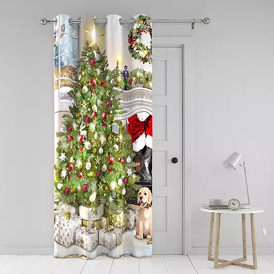 Fusion Christmas Tree Single Curtain Panel 3 Fusion Christmas Tree Single Curtain Panel