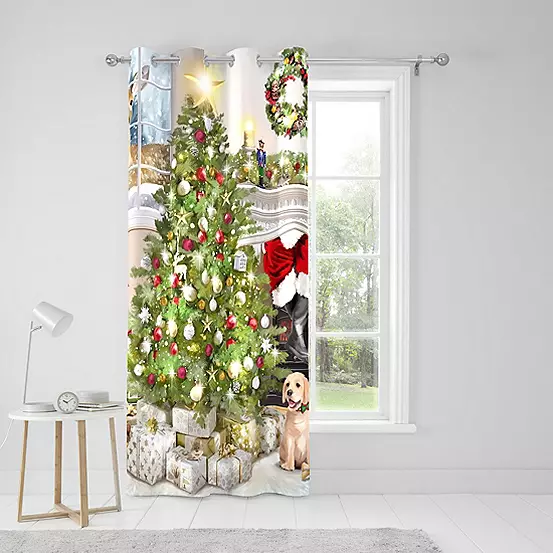 Fusion Christmas Tree Single Curtain Panel 4 Fusion Christmas Tree Single Curtain Panel - Image 2