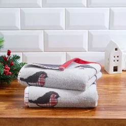 Fusion Set Of 2 Christmas Robin Hand Towels