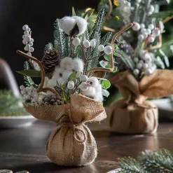 Gallery Mixed Pine & Cotton Mini Christmas Tree Decoration