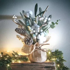 Gallery Mixed Pine & Cotton Mini Christmas Tree Decoration -Twinkle Home Decor Shop Gallery Mixed Pine Cotton Mini Christmas Tree Decoration91E872FRSP W01