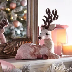 Kaleidoscope Decorative Pink Christmas Sitting Deer