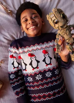 Kaleidoscope Navy Kids Family Christmas Jumper