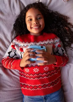 Kaleidoscope Red Kids Family Christmas Jumper