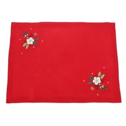 Peggy Wilkins Christmas Roses Set Of 4 Embroidered Placemats - Red