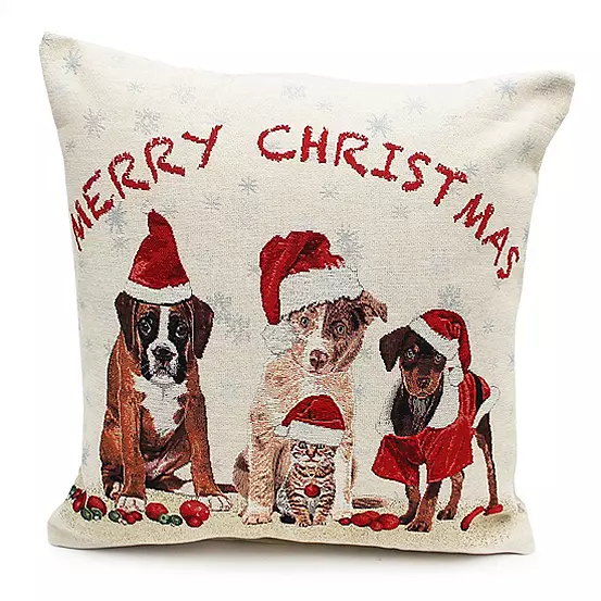 Peggy Wilkins Pawty Time Merry Christmas Tapestry 45x45cm Cushion 3 Peggy Wilkins Pawty Time Merry Christmas Tapestry 45x45cm Cushion