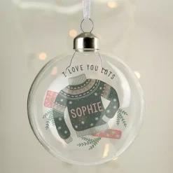 Personalised Cosy Christmas Glass Bauble -Twinkle Home Decor Shop Personalised Cosy Christmas Glass Bauble44W522FRSP W02