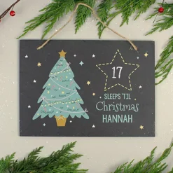 Personalized Christmas Chalk Countdown Hanging Large Slate Sign