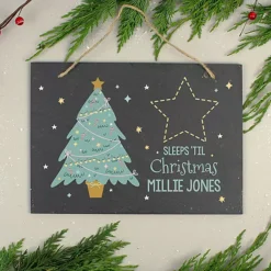 Personalized Christmas Chalk Countdown Hanging Large Slate Sign -Twinkle Home Decor Shop Personalized Christmas Chalk Countdown Hanging Large Slate Sign44W632FRSP W02