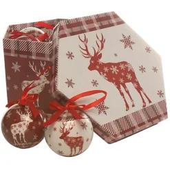 Red Reindeer Decoupage Christmas Baubles