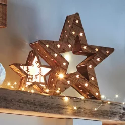 Set Of 2 Battery Operated LED Christmas Star Decoration