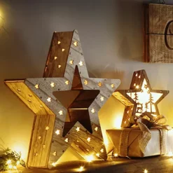 Set Of 2 Battery Operated LED Christmas Star Decoration -Twinkle Home Decor Shop Set of 2 Battery Operated LED Christmas Star Decoration90W751FRSP W04