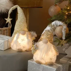 Set Of 2 Light Up Standing Decorative Christmas Gonks