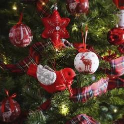 Set Of 3 Christmas Fabric Star Decorations