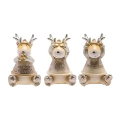 Twinkle Home Decor Shop -Twinkle Home Decor Shop Set of 3 Gold Christmas Reindeers91E629FRSP W01