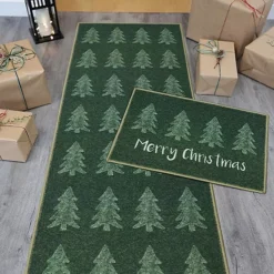 The Homemaker Rugs Collection Christmas Tree Runner & Door Mat