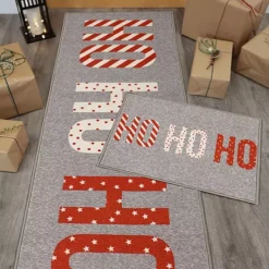 The Homemaker Rugs Collection Ho Ho Ho Christmas Runner & Door Mat