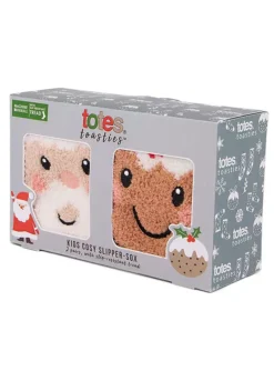 Totes Toasties Pack Of 2 Kids Super Soft Santa & Christmas Pudding Slipper Socks -Twinkle Home Decor Shop Totes Toasties Pack Of 2 Kids Super Soft Santa Christmas Pudding Slipper Socks12B502FRSP W02