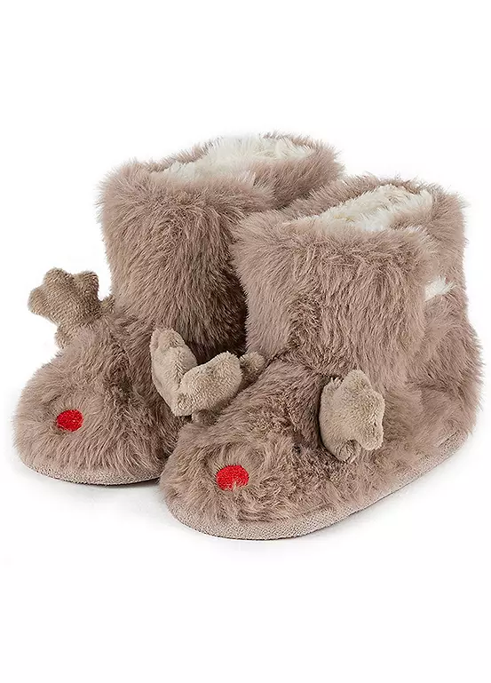 Totes Toasties Toddler Christmas Reindeer Bootie Slippers 2 Totes Toasties Toddler Christmas Reindeer Bootie Slippers