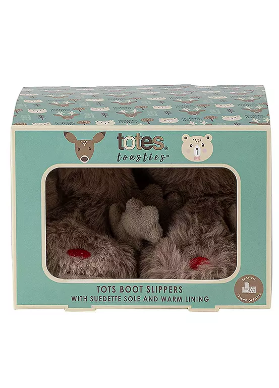 Totes Toasties Toddler Christmas Reindeer Bootie Slippers 3 Totes Toasties Toddler Christmas Reindeer Bootie Slippers - Image 2