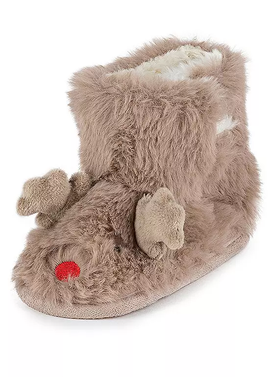 Totes Toasties Toddler Christmas Reindeer Bootie Slippers 4 Totes Toasties Toddler Christmas Reindeer Bootie Slippers - Image 3